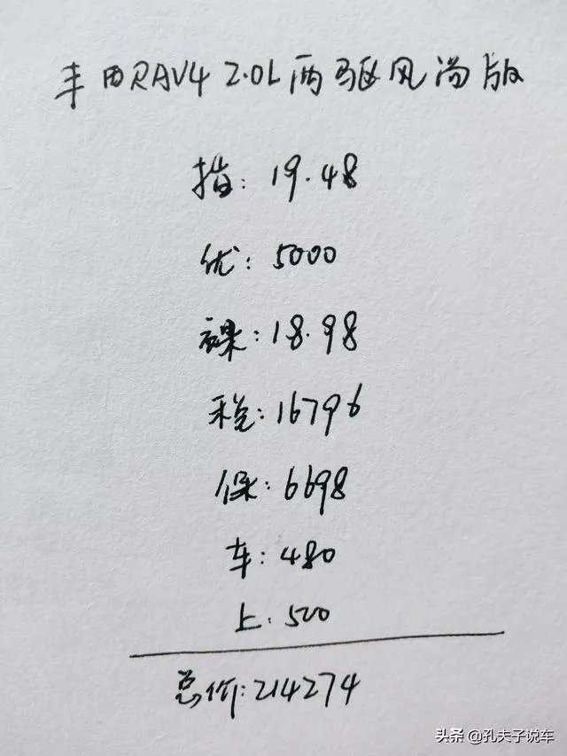 丰田RAv4新车多少钱？