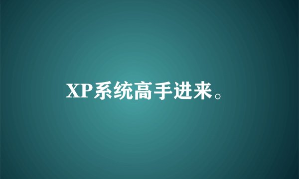 XP系统高手进来。