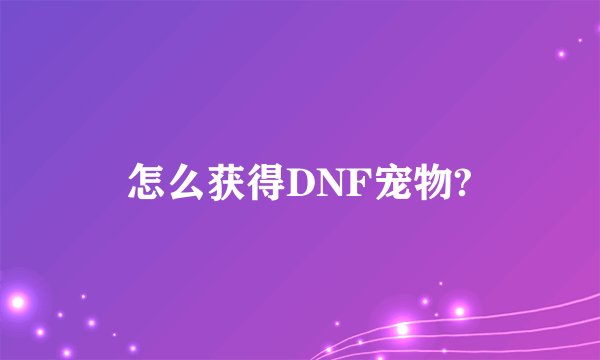 怎么获得DNF宠物?