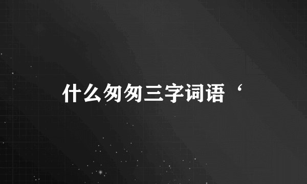 什么匆匆三字词语‘