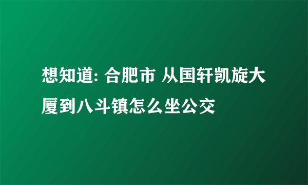 想知道: 合肥市 从国轩凯旋大厦到八斗镇怎么坐公交