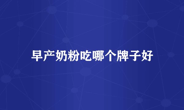 早产奶粉吃哪个牌子好