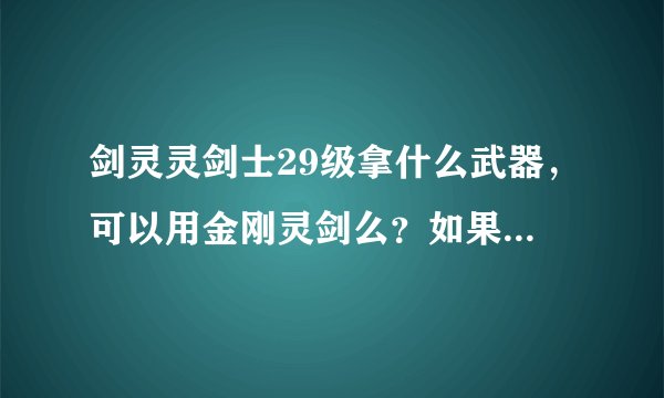 剑灵灵剑士29级拿什么武器，可以用金刚灵剑么？如果可以，应该怎么喂，