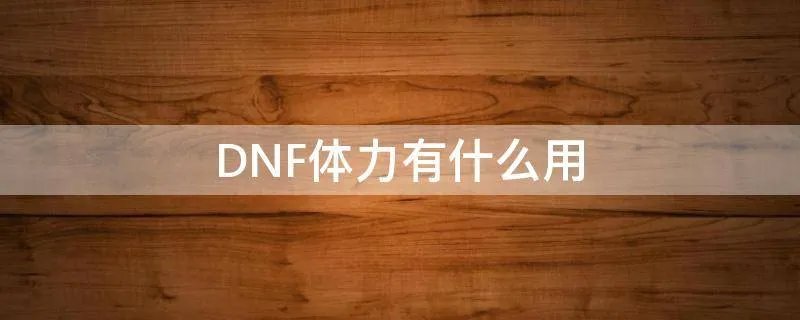 DNF体力有什么用