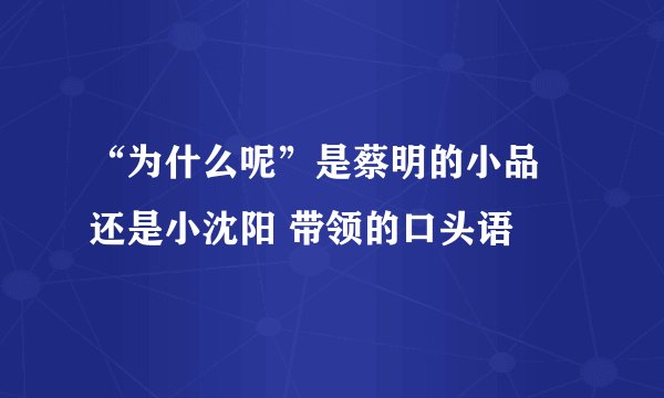 “为什么呢”是蔡明的小品 还是小沈阳 带领的口头语