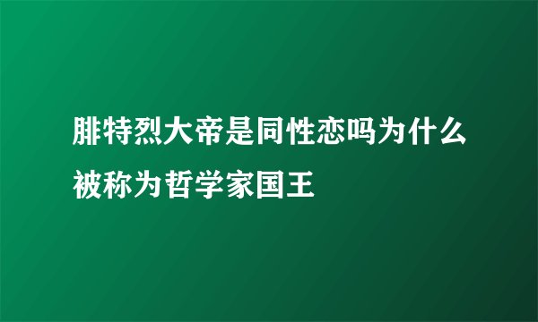 腓特烈大帝是同性恋吗为什么被称为哲学家国王