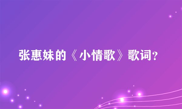 张惠妹的《小情歌》歌词？