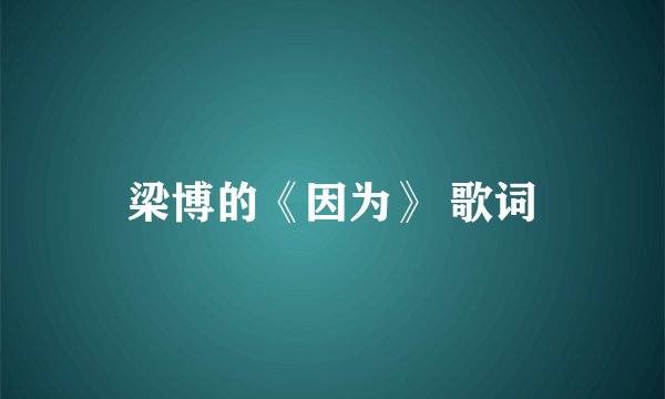 梁博的《因为》 歌词