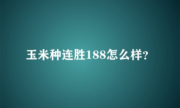 玉米种连胜188怎么样？