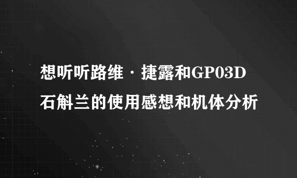 想听听路维·捷露和GP03D石斛兰的使用感想和机体分析