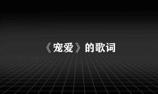 《宠爱》的歌词