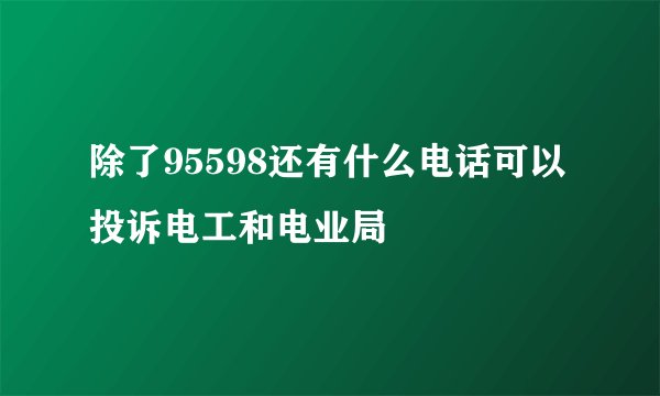 除了95598还有什么电话可以投诉电工和电业局