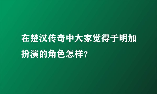 在楚汉传奇中大家觉得于明加扮演的角色怎样？