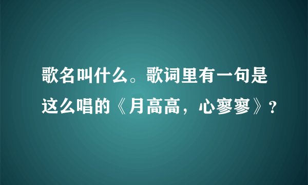 歌名叫什么。歌词里有一句是这么唱的《月高高，心寥寥》？
