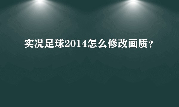 实况足球2014怎么修改画质？