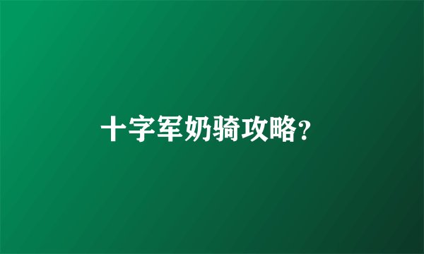 十字军奶骑攻略？