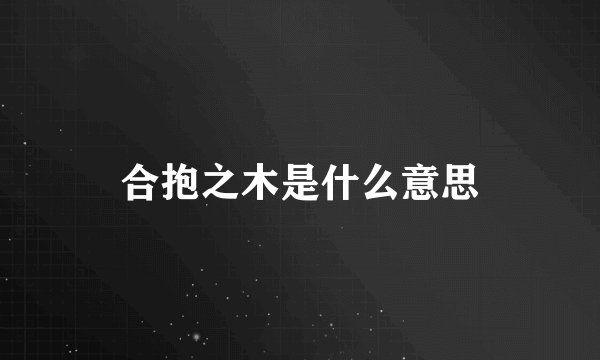 合抱之木是什么意思