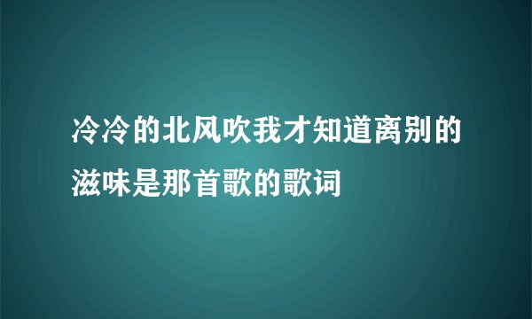 冷冷的北风吹我才知道离别的滋味是那首歌的歌词