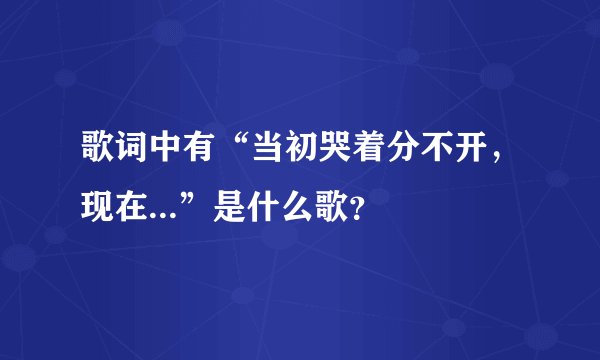 歌词中有“当初哭着分不开，现在...”是什么歌？