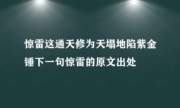 惊雷这通天修为天塌地陷紫金锤下一句惊雷的原文出处
