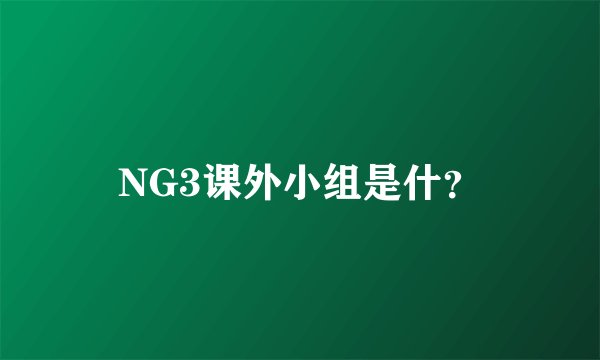 NG3课外小组是什？