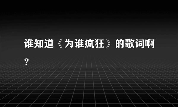 谁知道《为谁疯狂》的歌词啊？