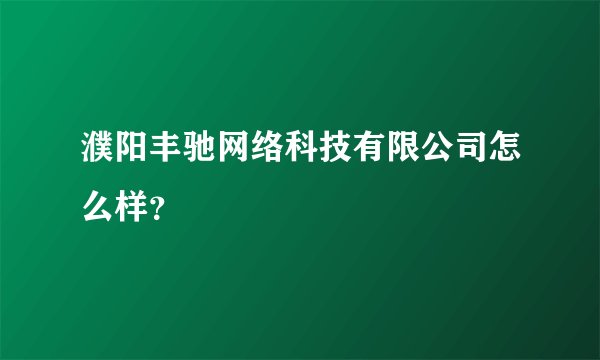 濮阳丰驰网络科技有限公司怎么样？