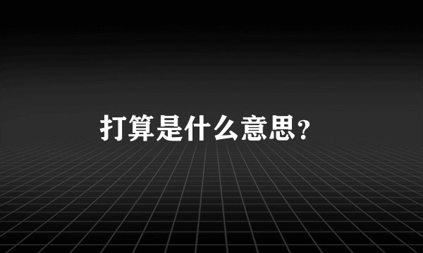 打算是什么意思？