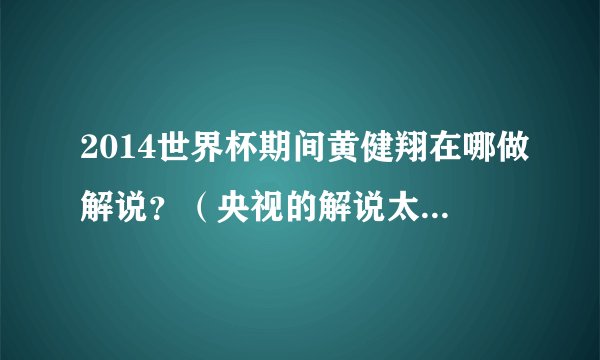 2014世界杯期间黄健翔在哪做解说？（央视的解说太烂了！）