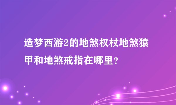 造梦西游2的地煞权杖地煞猿甲和地煞戒指在哪里？