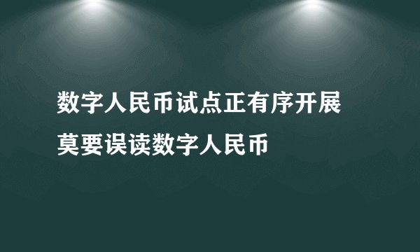 数字人民币试点正有序开展 莫要误读数字人民币