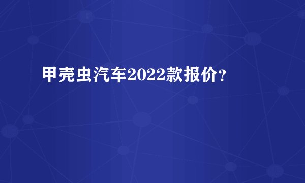 甲壳虫汽车2022款报价？