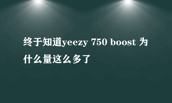 终于知道yeezy 750 boost 为什么量这么多了