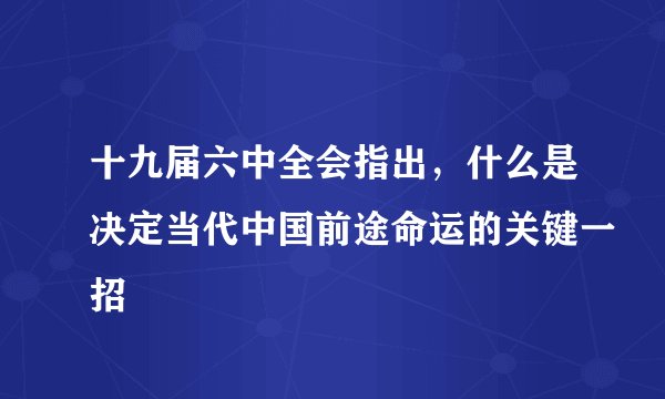 十九届六中全会指出,什么是决定当代中国前途命运的关键一招