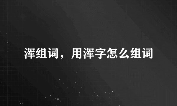 浑组词，用浑字怎么组词