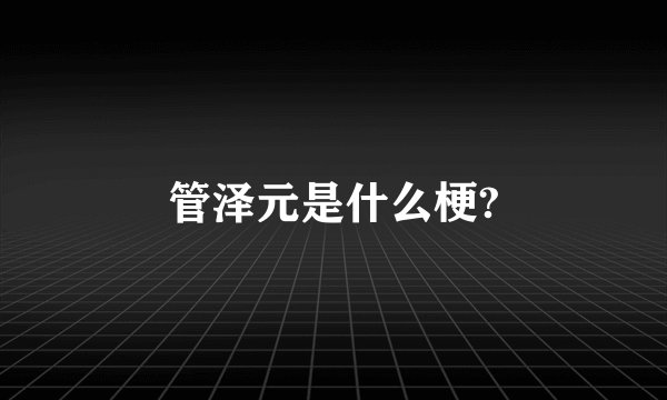 管泽元是什么梗?