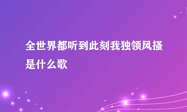 全世界都听到此刻我独领风搔是什么歌