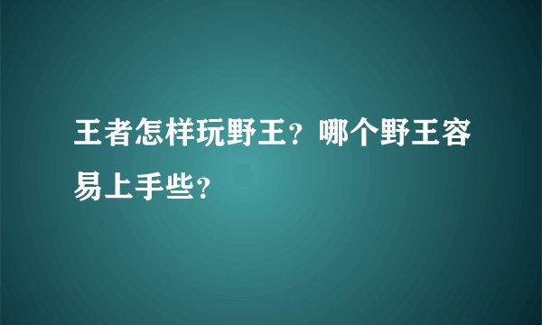 王者怎样玩野王？哪个野王容易上手些？