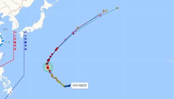 2023温州台风网台风布拉万实时路径图 15号台风布拉万将向偏北方向移动