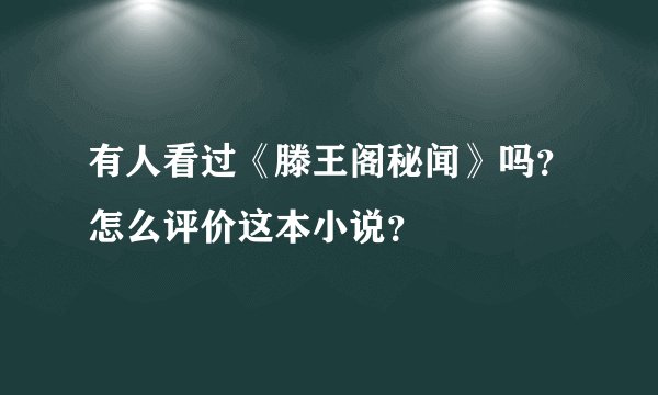 有人看过《滕王阁秘闻》吗？怎么评价这本小说？