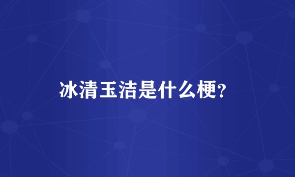 冰清玉洁是什么梗？