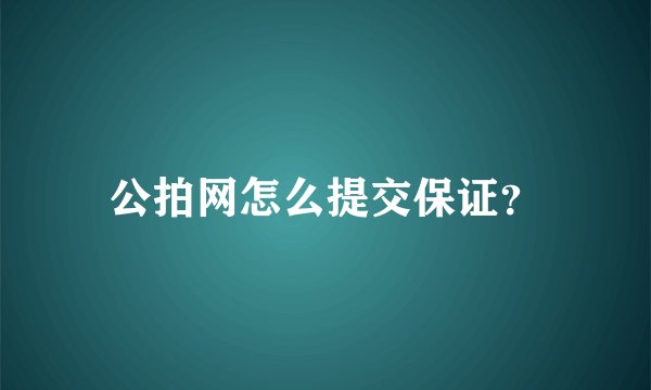 公拍网怎么提交保证？