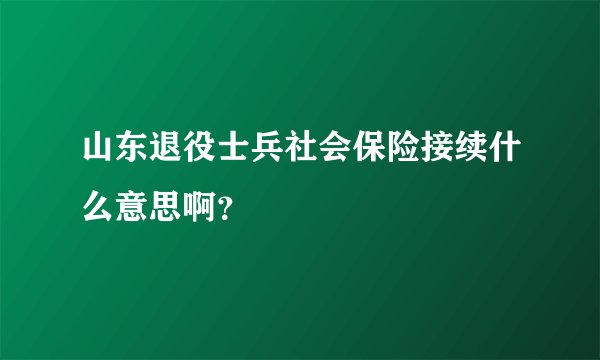 山东退役士兵社会保险接续什么意思啊？