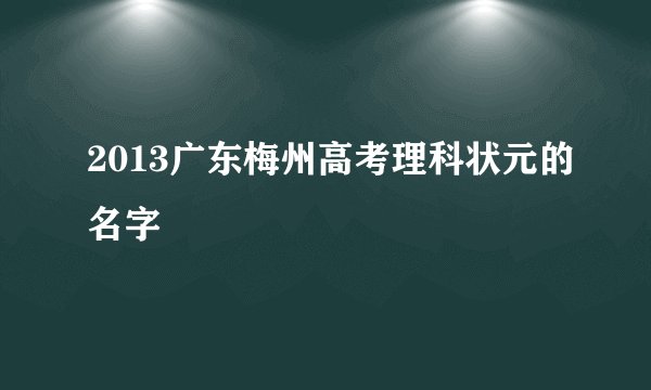 2013广东梅州高考理科状元的名字