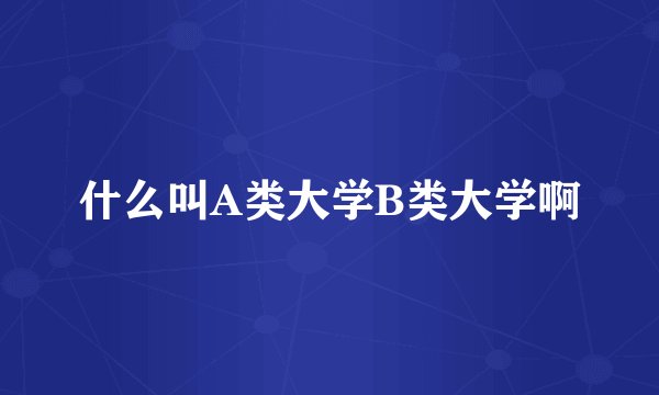 什么叫A类大学B类大学啊