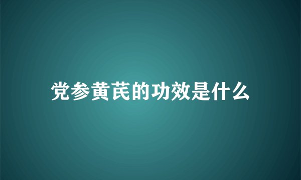 党参黄芪的功效是什么