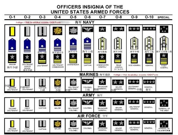 美国军衔肩章图片?