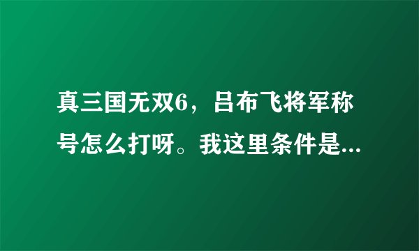 真三国无双6，吕布飞将军称号怎么打呀。我这里条件是：难易度，超级以上。剧本难易度：10星以上。