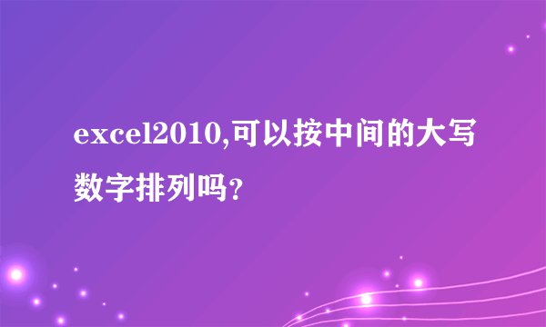 excel2010,可以按中间的大写数字排列吗？