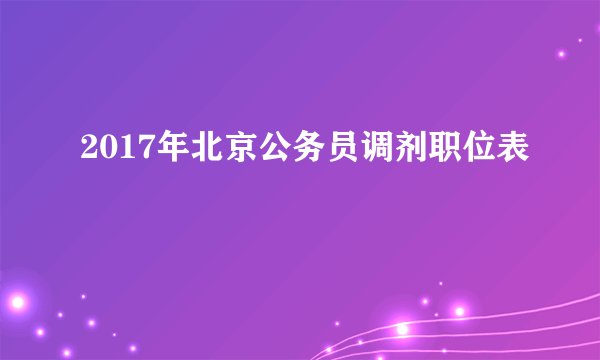 2017年北京公务员调剂职位表